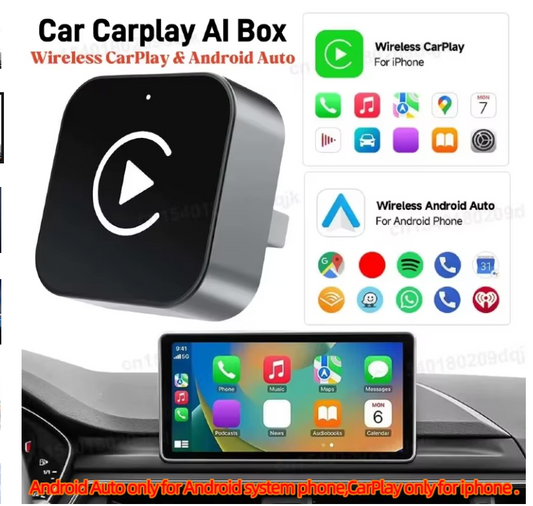 2 IN 1 Wireless Carplay Android Auto Adapter Wired to Wireless carplay Adapter for iPhone Wireless Control Plug & Play Carplay